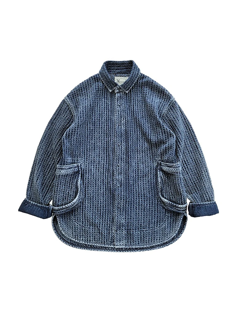 

Amekaji Wear Clothes Men Cotton Profile Shirt Coat Japanese-Style Retro Leisure