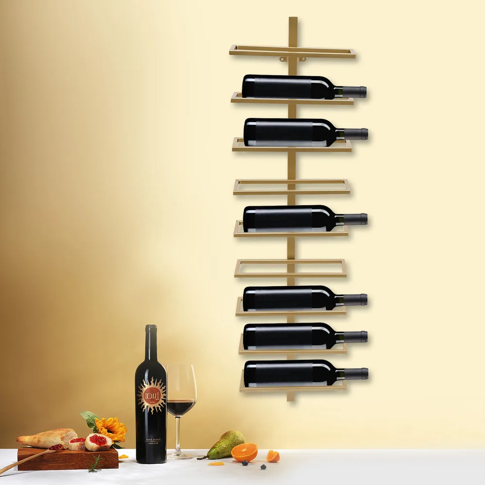 

Bymaocar 9 Layers 39.37 in Wall Mounted Racks Bottles Hanging Barware Display Shelf Stockable Holder Wine Bottle Storage Rack