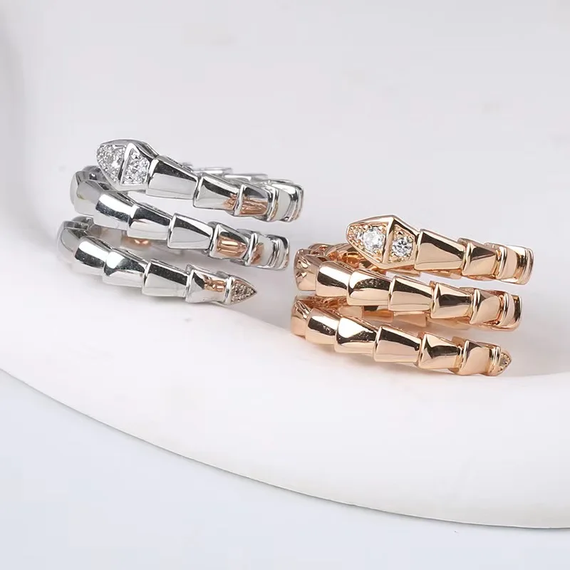 

925 sterling silver full diamond snake bone ring for ladies personality fashion luxury brand party couple gift