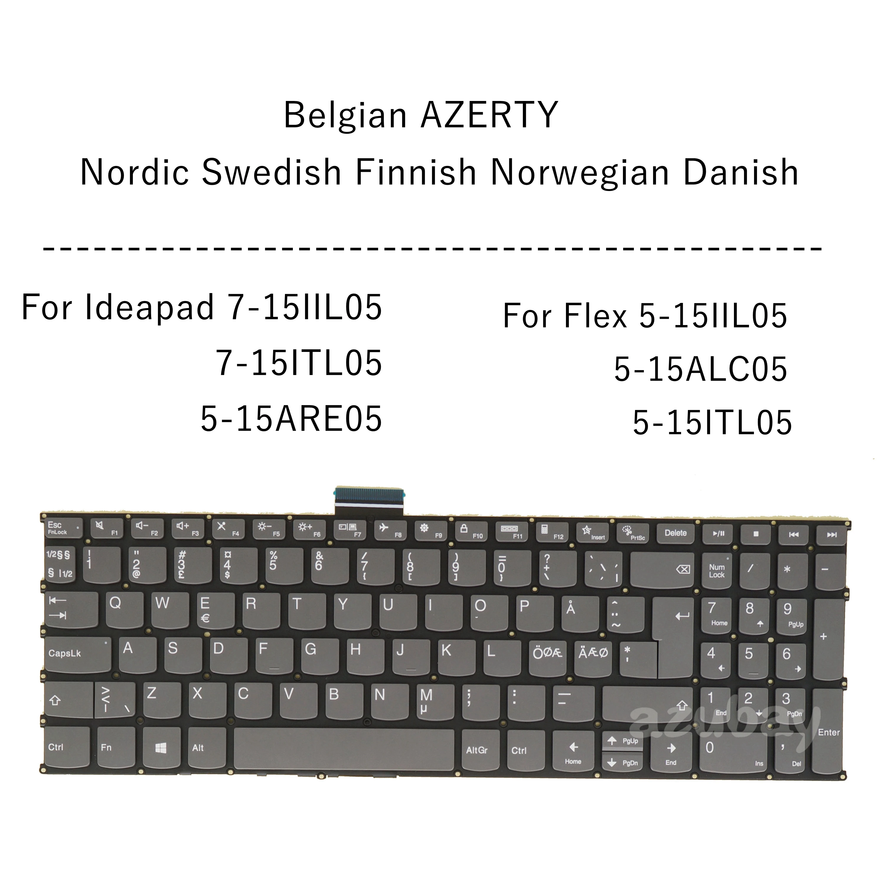 Teclado do Portátil para Lenovo Ideapad 715iil05 7-15itl05 5-15are05 Flex 5-15iil05 5-15alc05 5-15itl05 Pr5s Nordic Azerbaidade Belga