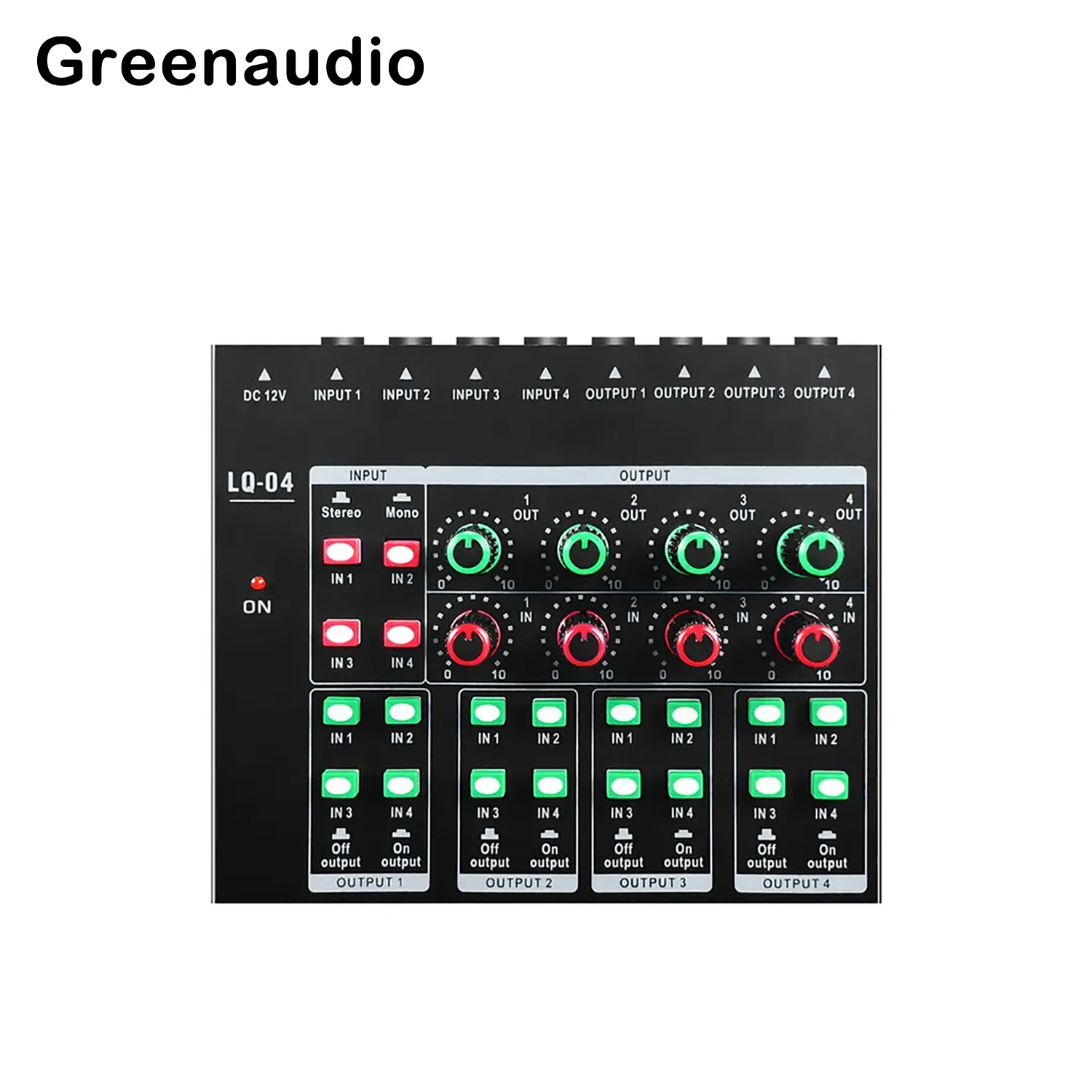 

GAX-LQ04 4-in 4-out 4 Channel Line Mixer Recording Soundcard For PC Mini Audio For Small Club