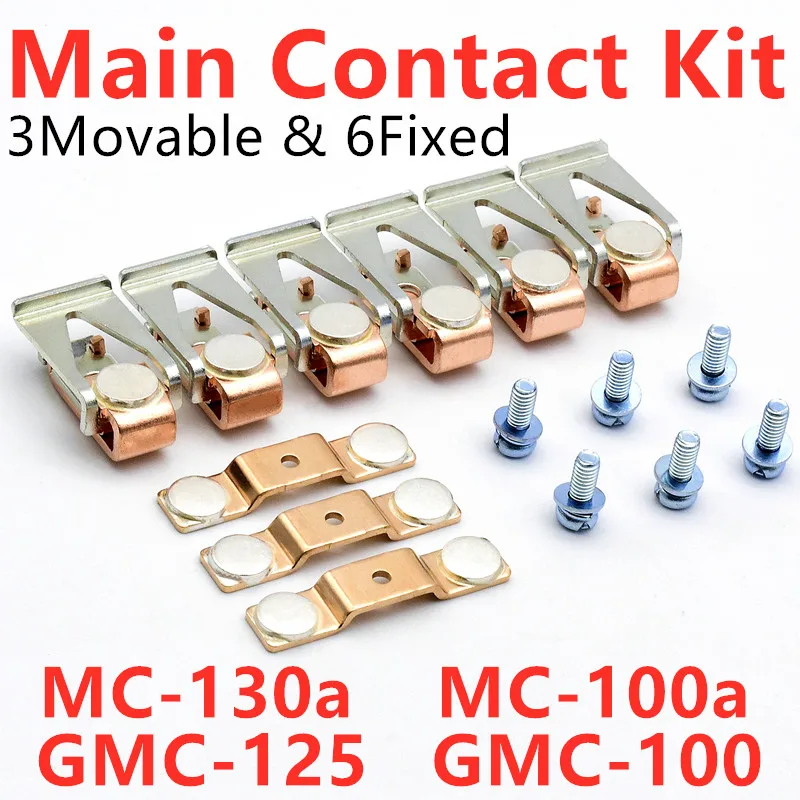 Contato Principal Conjunto para Mc130a Mc-100a Gmc-125 Gmc-100 Contator Contatos Kit Movendo e Contatos Fixos Peças de Reposição Jogo Contato