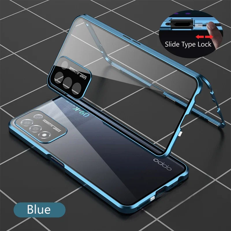 360° Metal Magnetic Phone Case with Double-Sided Glass Front and Back Cover