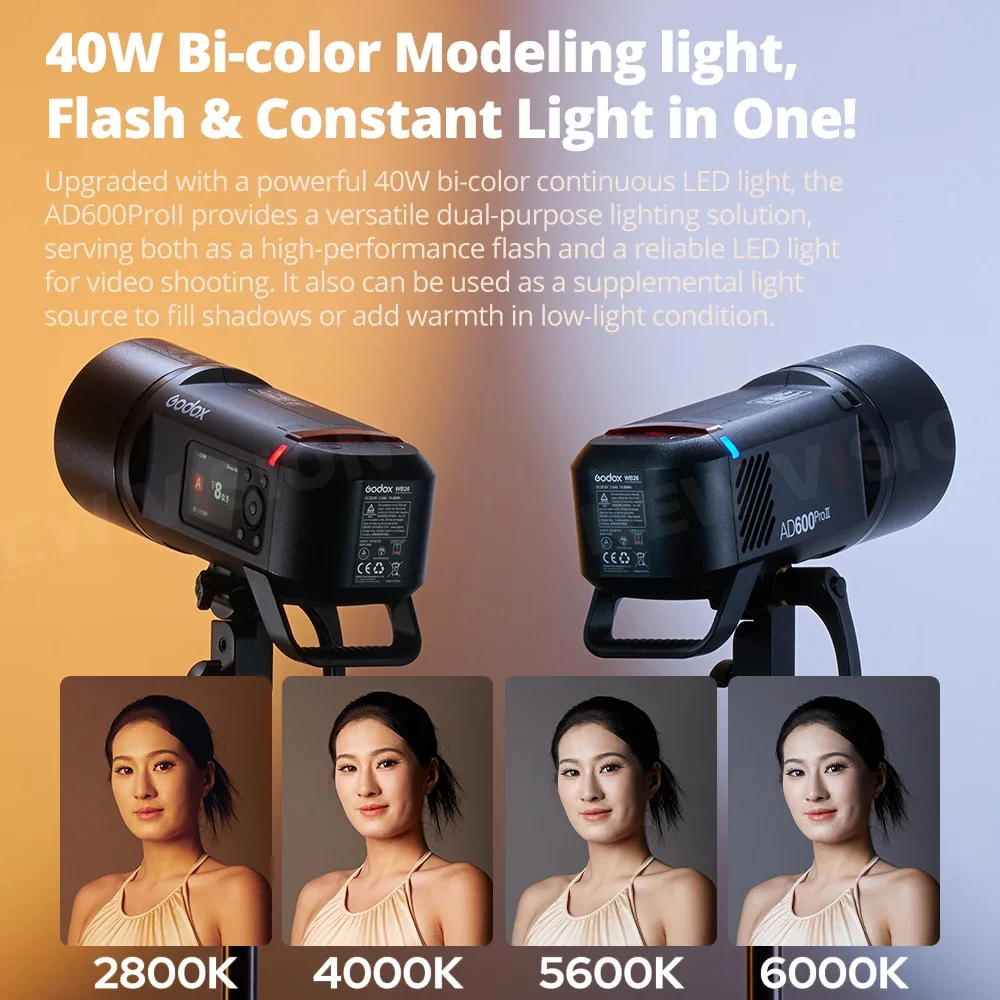 Godox 600W AD600PRO II All-in-One Outdoor Flash TTL HSS Built-in Li-on Battery 2.4G Wireless X System Strobe Light for Camera 2