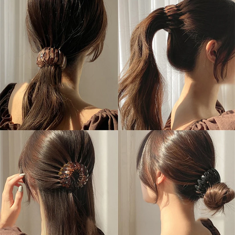 

Vintage Hair Claw Bird Nest Meatball Head Clips Temperament Ponytail Buckle