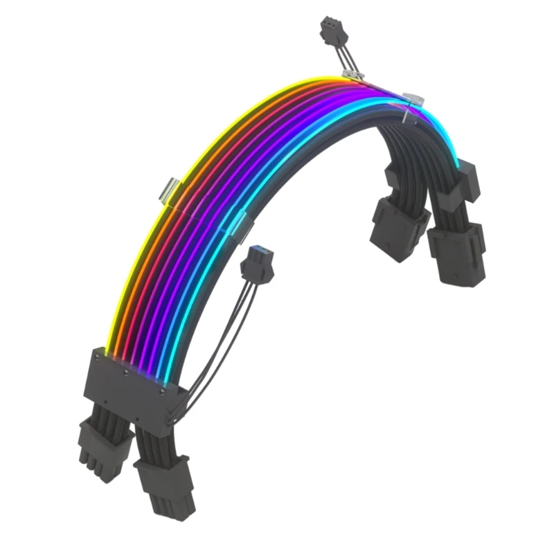 

Корпус ПК Удлинительный кабель блока питания ARGB Double ATX 8Pin + PCI-E GPU Color Line Transfer Adaptor 5V 3Pin