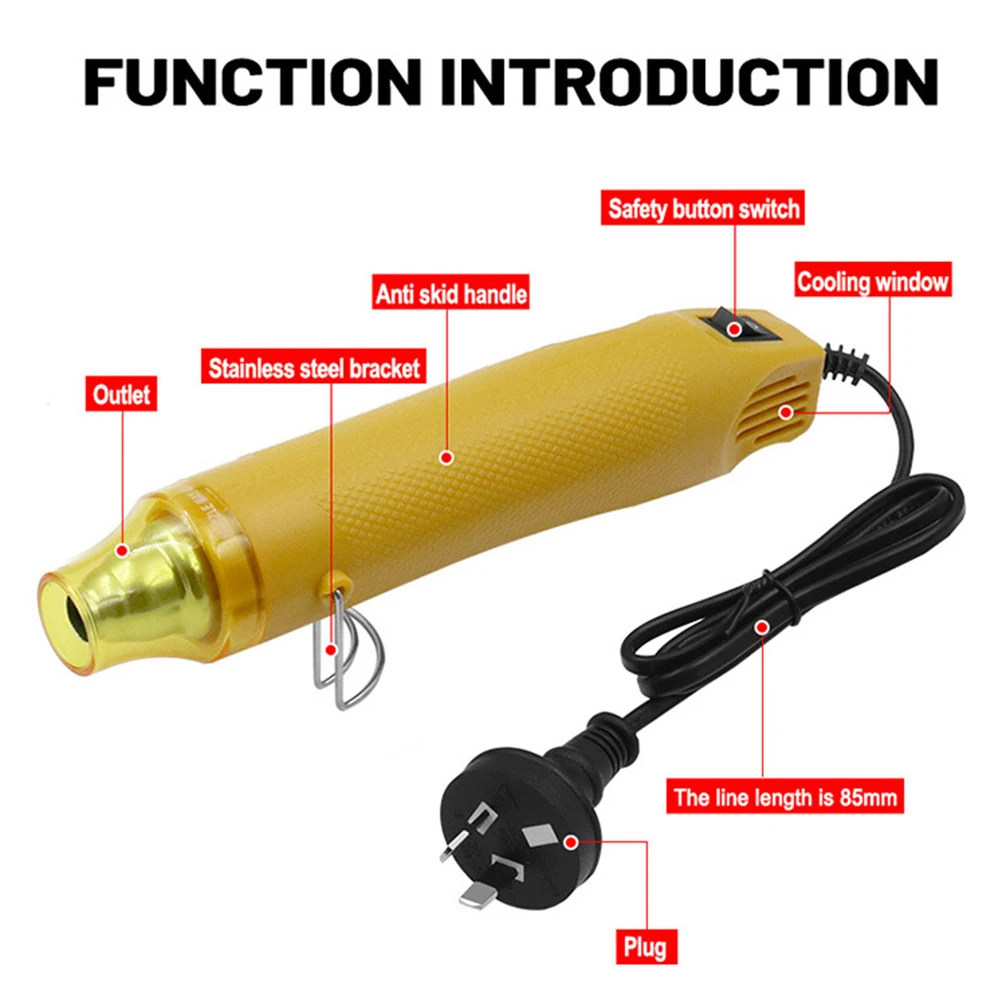 300W Electric Mini Handheld Heat Gun 1m Long Cable AU Plug 220V Tiny Hot Air Gun Kit For DIY Shrink Tubing Rubber Stamp