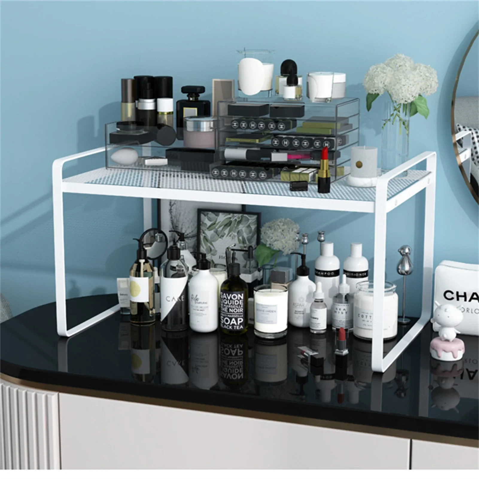 Steel Frame Stackable Table Desk Space Saving Rust Resistant Kitchen Cabinet Shelf Counter Organizer Rack Pantry Storage kitchen storage rack,cabinet organizer shelves