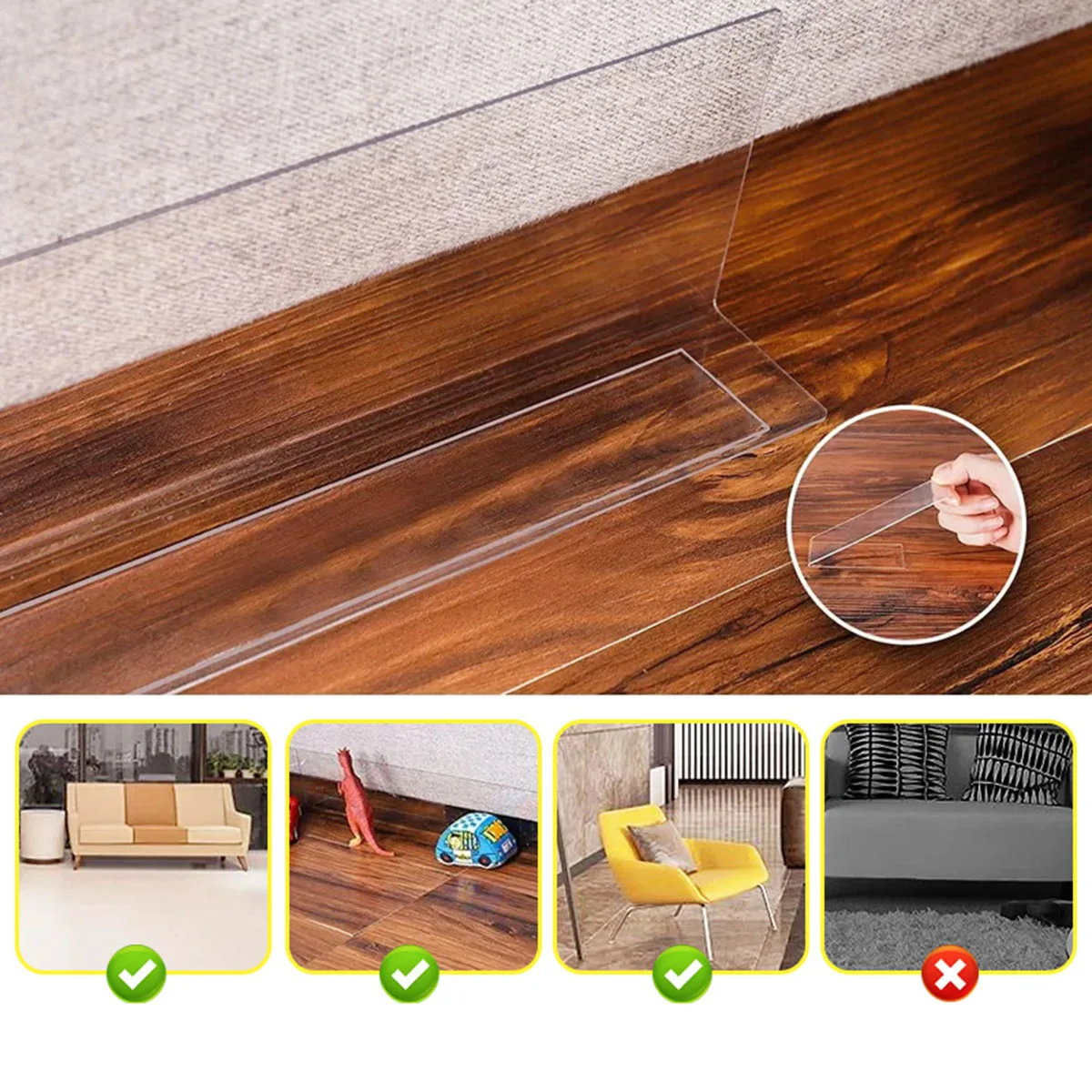 Toy Blockers for Furniture Under Couch Adjustable Bumper Stop for Pets Kids