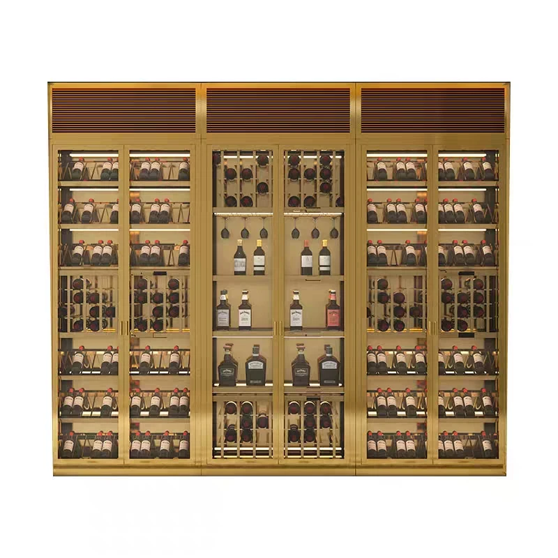Stainless steel thermostatic wine cabinet, cigar cabinet, commercial Baijiu glass display villa, wine cellar