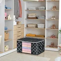 Blanket Storage Bags With Zipper Foldable Clothes Container Large Pillow Bin For Clothes Blankets Comforters Bedding Sets Sturdy 1