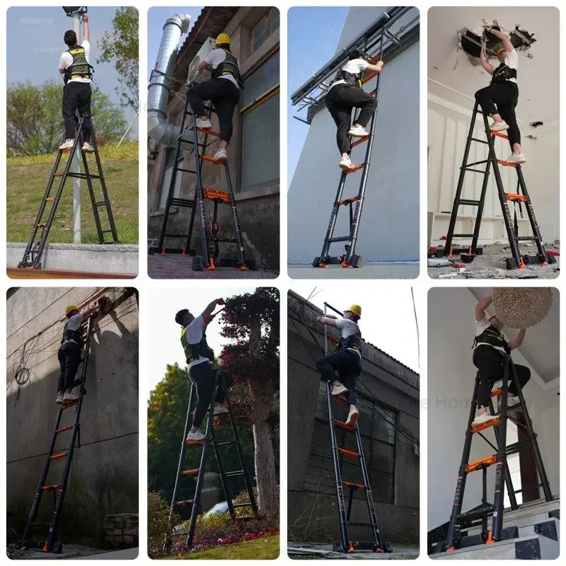 휴대용 텔레스코픽 발판 접이식 사다리 경량 알루미늄 다목적 가정용 실내 도구 안전 경량 작업용