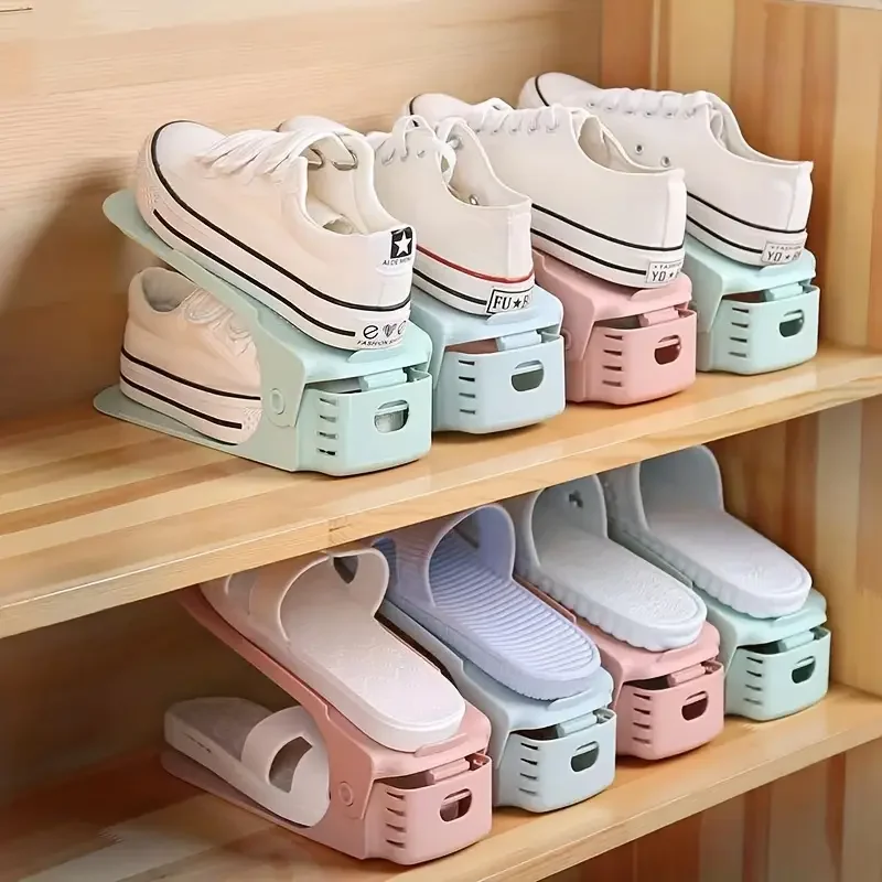 5/10Pcs Adjustable Shoe Stacker Shoe Slots Organizer Slots Space Saver Double Deck Rack Holder For Closet Organization