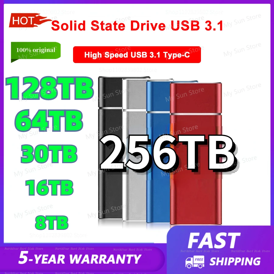 

Original High-speed 256TB SSD 2TB Portable External Solid State Hard Drive USB3.1 500GB Interface Mobile Hard Drive for Laptop