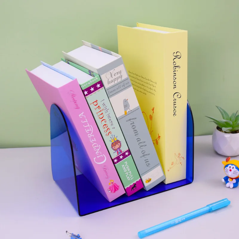Book organizer Book holder Book stand Book terminal 1Pc Transparent Acrylic Bookends Stand Bookshelf Desktop Decorative Storage Rack Bookend Book Holder School Stationery