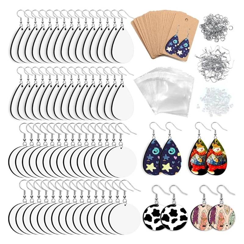 50 Pcs Earring Blanks MDF Sublimation Printing Earrings for