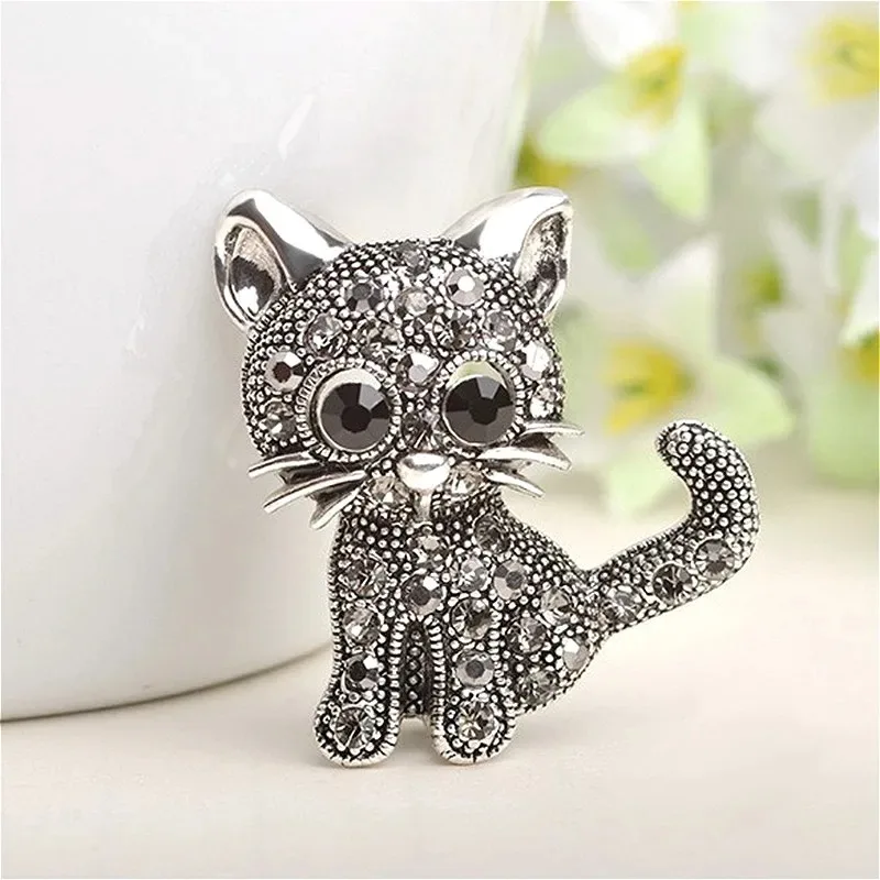 

Party Pin Black Animal Brooch Cute Cat Clothing Pin Garment Women Suit Clips Antique for Jewelry Accessories