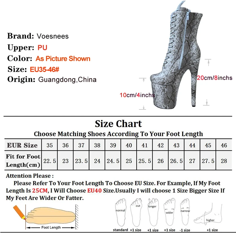 Ankle Boots Women INS Style 20CM Extreme High Heels Platform Boots Python Snake Pattern Pole Dancing Ankle Boots Side Zip Shoes