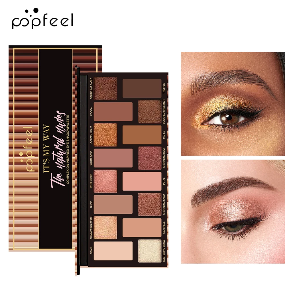 POPFEEL 16 Color Eyeshadow Palette, Makeup Nude Colors Eyeshadow Palette Natural Nude Matte Shimmer Glitter Pigment Eye Shadow 5