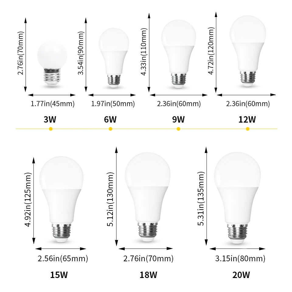 LED 전구 램프, E27, E14, B22, AC220V 전구, 20W, 18W, 15W, 12W, 9W, 6W, 3W Lampada, 거실 가정용 LED 봄빌라, 24 개