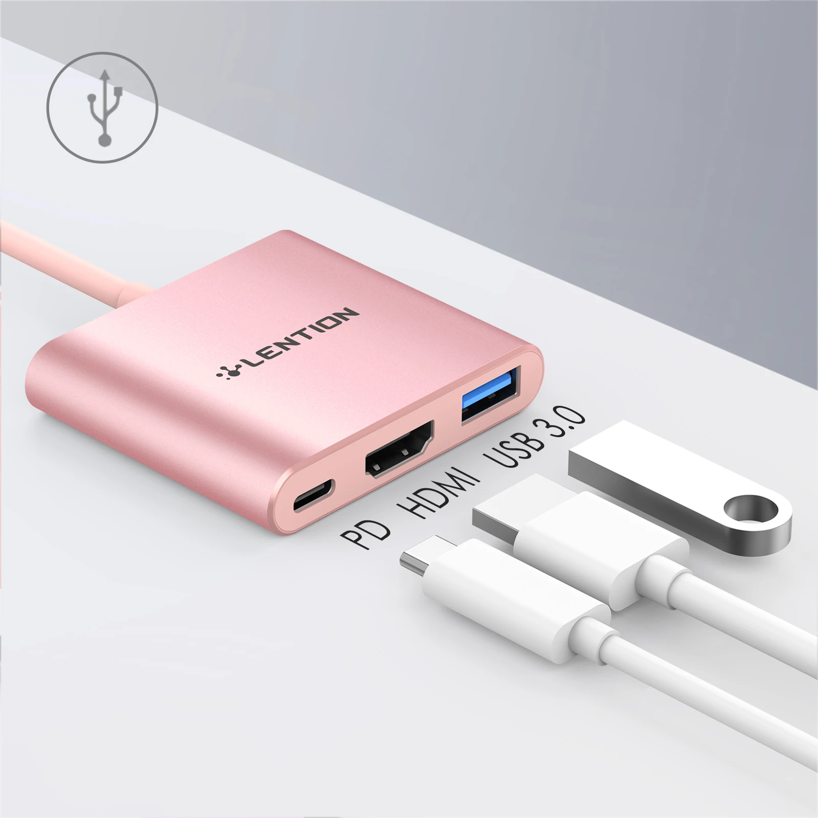 LENTION USB C Hub Adapter 4K30Hz Type C to HDMI PD100W for MacBook Air/Pro Ipad Type C HUB Docking Station Stable Driver Adapter images - 6