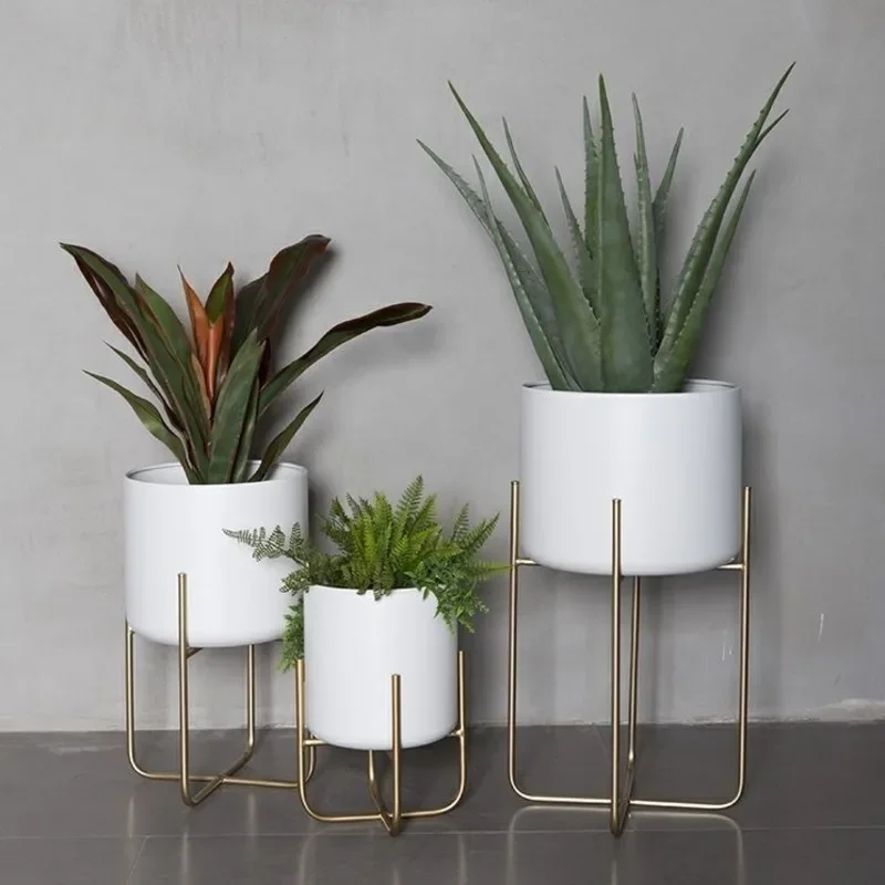Nordic Indoor Gold Iron Art Floor Type Flower Rack Balcony Plant Decoration Shelf Home Flowerpot Stand Stylish DisplayElegance
