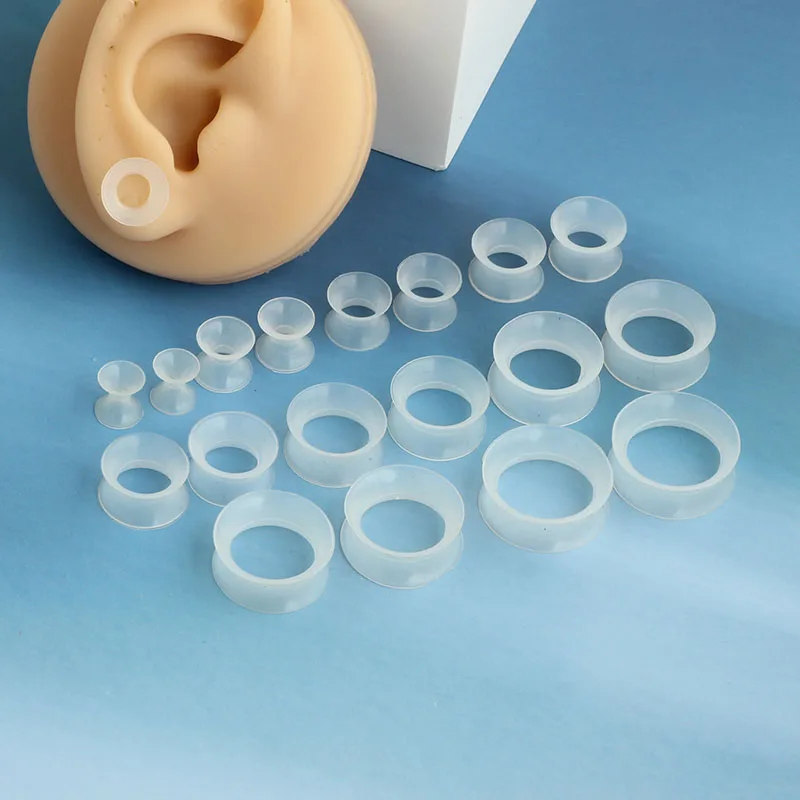 Ultra Thin Silicone Flexible Flesh Tunnel Expander Stretching Gauge Earlets Plug Set Gauges Kit 6-25mm mix 10 size wholesales