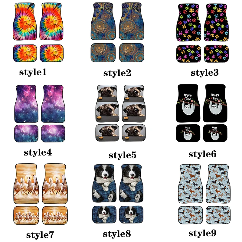 

Aimaao Rainbow Color Tie Dye Coorful Universal Car Floor Mat All Season Fit SUV Sedan Truck Van For HondaPeugeot Ford