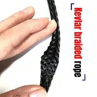 12 strands braided black pure Kevlar braided rope hollow rope eye loop rope 1