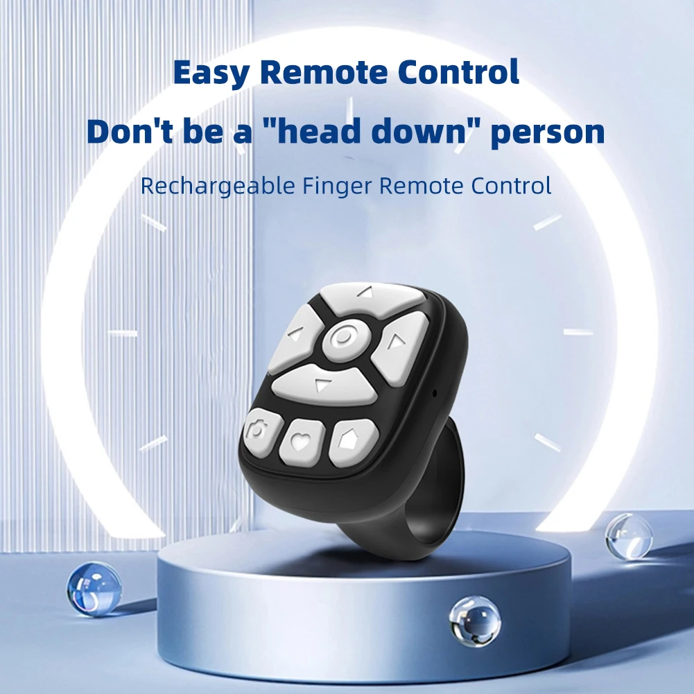 Mobile Phone Mini Remoter Bluetooth-Compatible Remote Control E-book Page Turner for TIK Tok Scrolling Ring for iPhone iPad