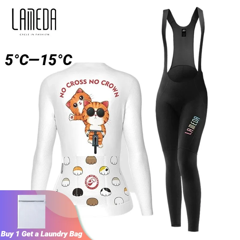 

Lameda Women's Clothing Sets Spring Summer Road Cycling Tight-fitting Long Sleeved Clothes Breathable Cycling Jersey