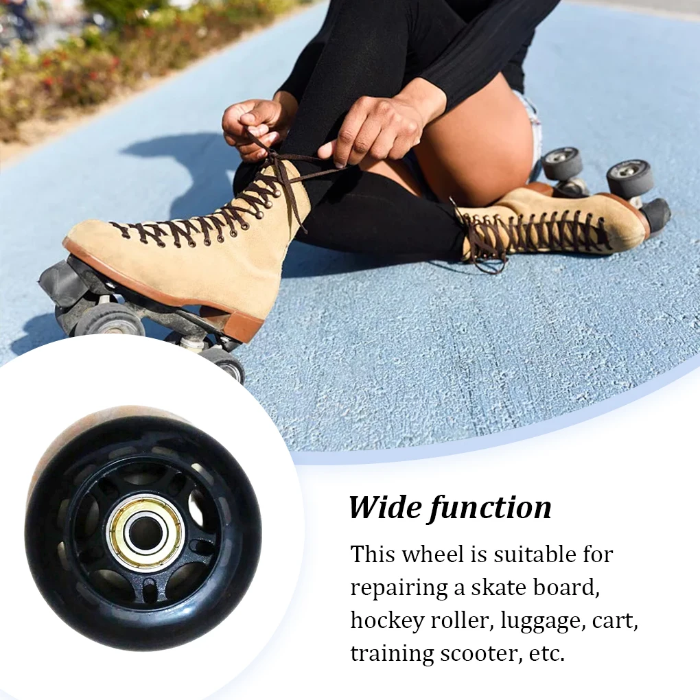 

Indoor Inline Skating Shoe Wheel Elastic Hockey Roller Portable PU Casters Sports Gear Skateboard Accessory Blue 64mm