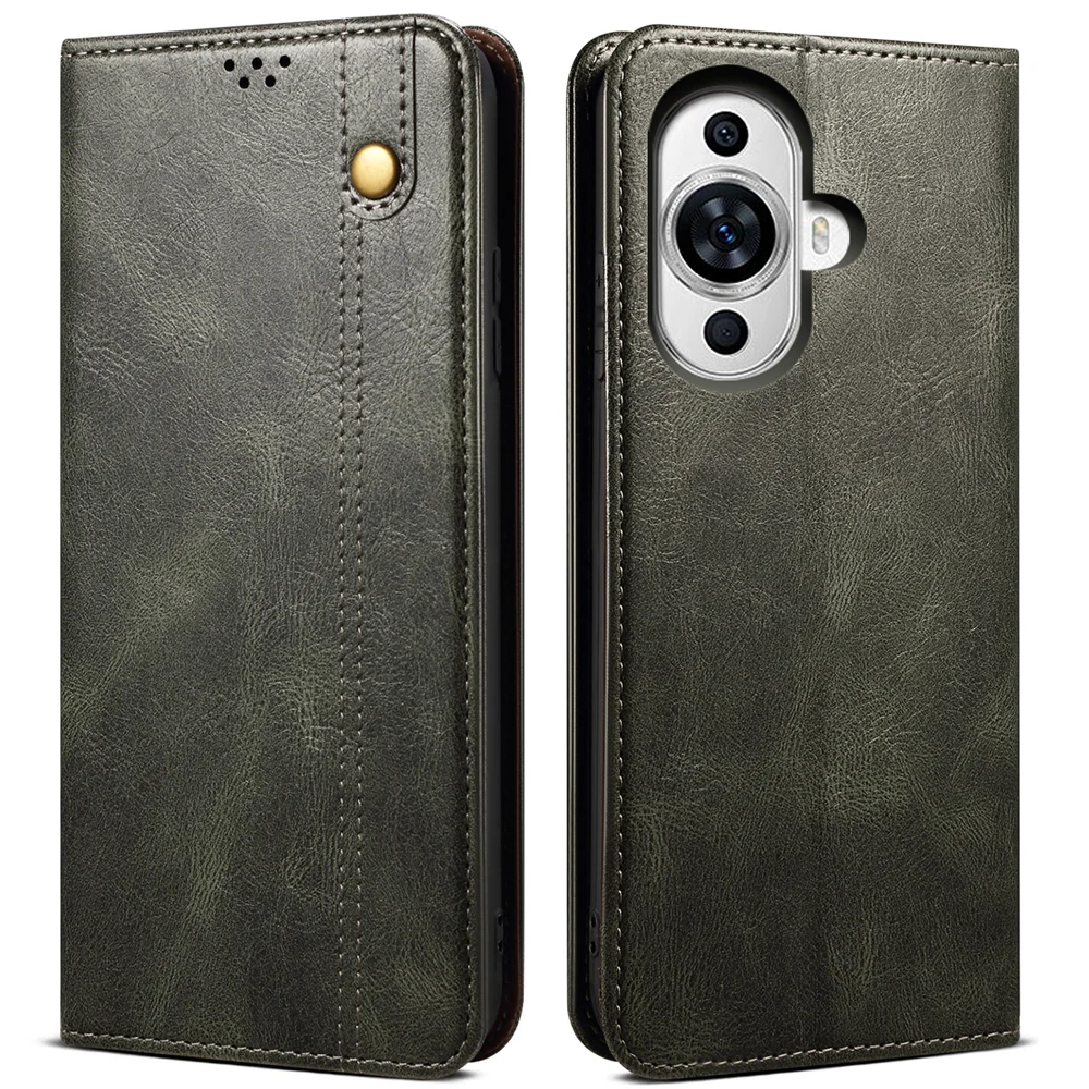 Waxy Leather Wallet Flip Phone Case For Huawei Nova 12 11 Se 10 Nova12 Nova11 Nova10 Pro Ultra Retro Vintage Cover Case
