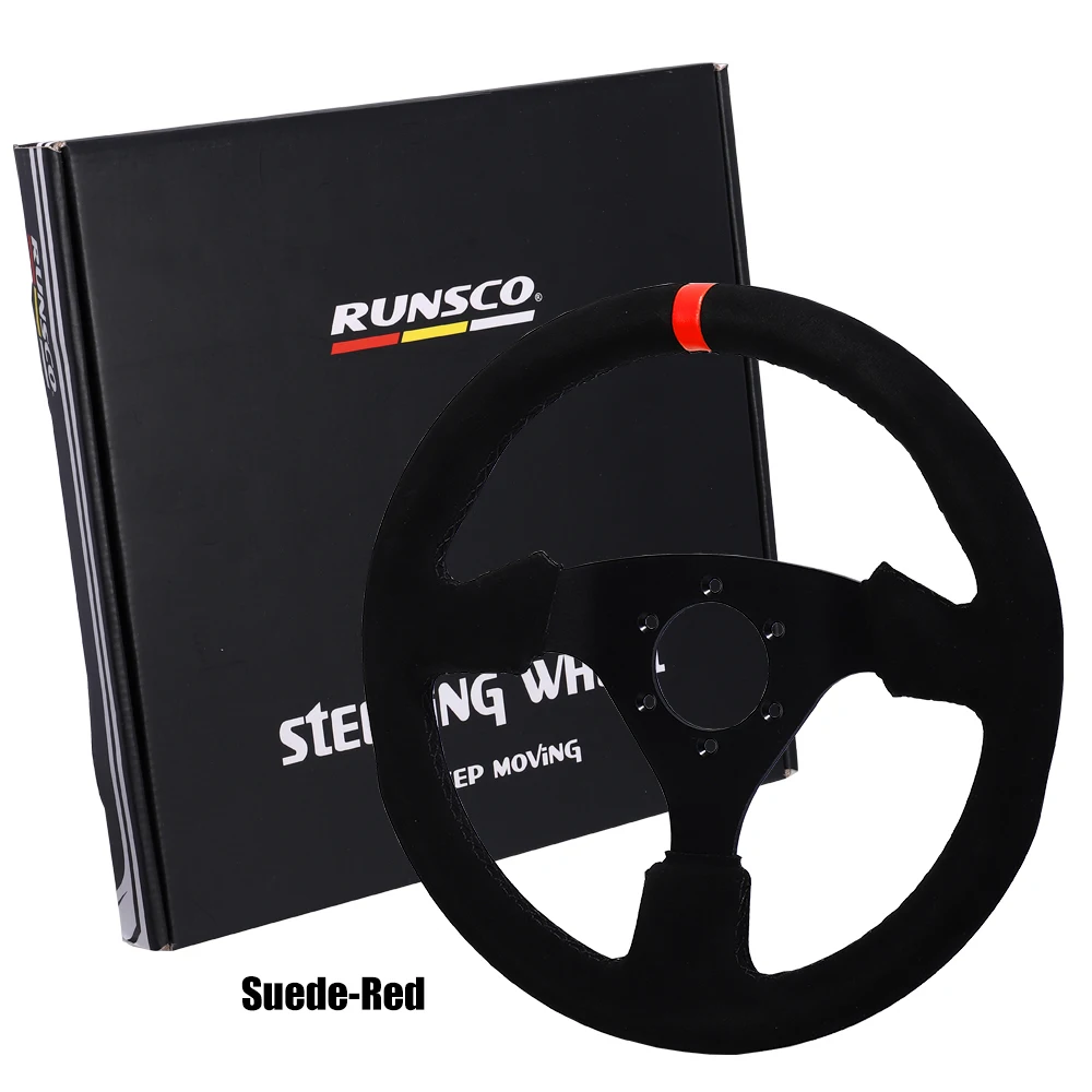 Universal 330mm Steering Wheel Suede Drift Sim Racing Game Steering Wheel Flat