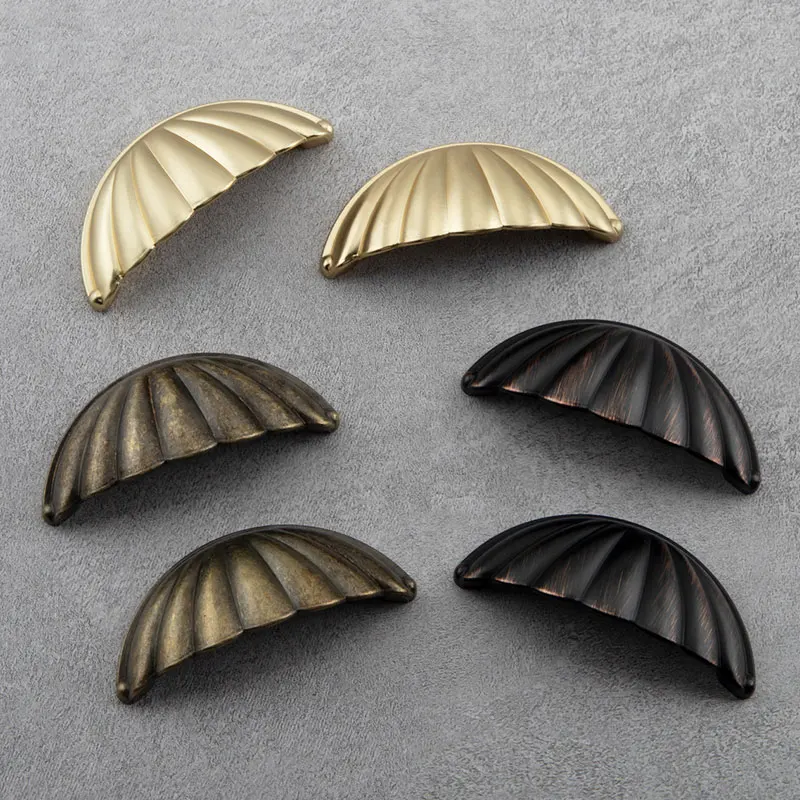 1Pcs-Antique-Brass-Shell-Knob-Retro-Cupboard-Door-Cabinet-Desk-Drawer ...