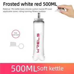 Collapsible Soft Flask Sport Water Bottle - Portable, Lightweight, BPA-Free for Running, Camping, and Hiking (Red 500ml)