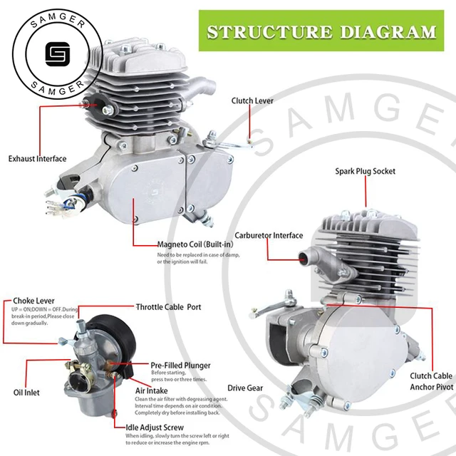 Bike Motor Kit 80cc 2-Stroke Bike Engine Kit Fits 26/28
