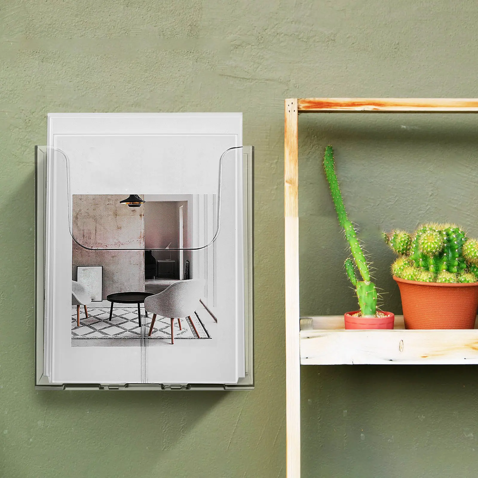 4Pcs 벽걸이형 아크릴 브로셔 홀더 사무실 학교용 투명 문서 정리함 가정용 수직 파일 디스플레이 스탠드 A4 사이즈