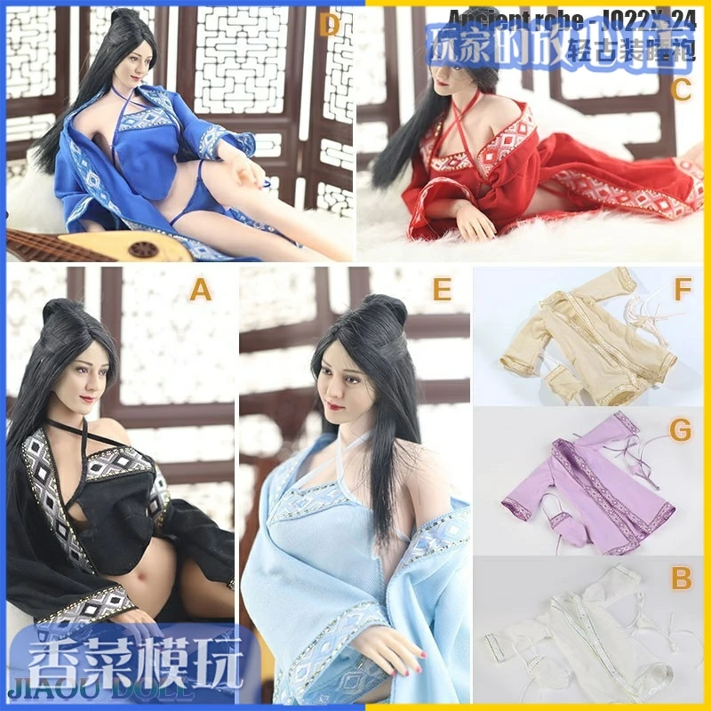 

1/6 Soldier Light Ancient Hanfu Embroidered Sexy Nightgown JO22X-24 Glue Wrapped Solid Body Model Handmade Clothes