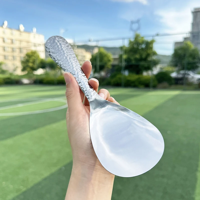 Stainless Steel Hammer Patterned Rice Spoon Cafeteria Restaurant Self-Service Rice Shovel Household Spoon