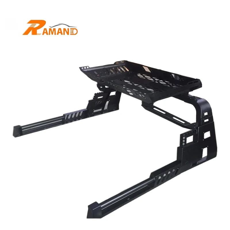 라만드 4X4 스포츠 픽업 롤바 (루프랙 포함) 레인저 F150 타코마 힐룩스 툰드라용 블랙 스틸 카톤 박스 (폼 포함)