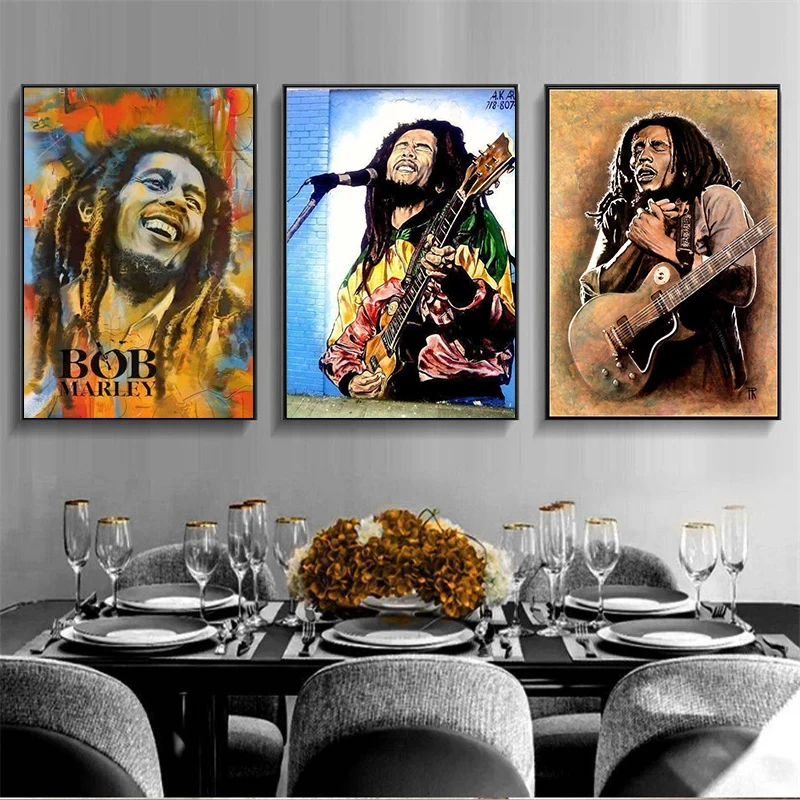 Bob Marley Reggae Rock Canvas Poster, Nosttorn ic Portrait, Singer  Painting, Wall Art Picture, Home Decor, Bar, Pub, Bedroom