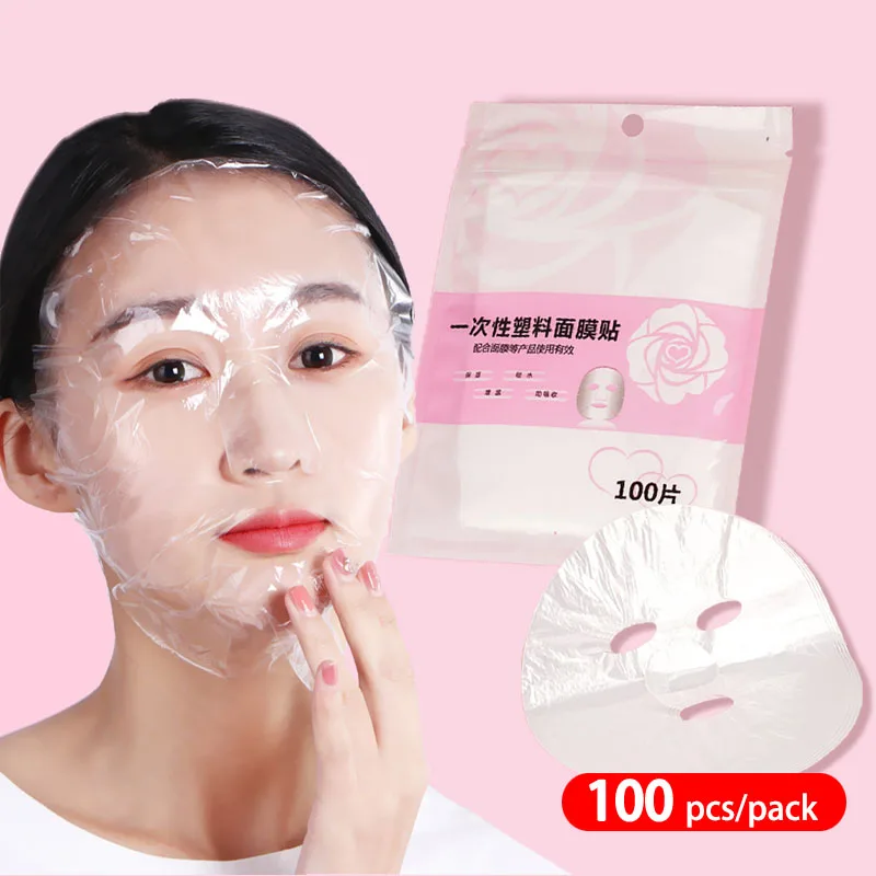  Ivank 100 Plastic Facial Mask Preservative Film Disposable  Face Mask Paper Egg Mask Skin Care Masks Sheet Moisture Retention : Beauty  & Personal Care