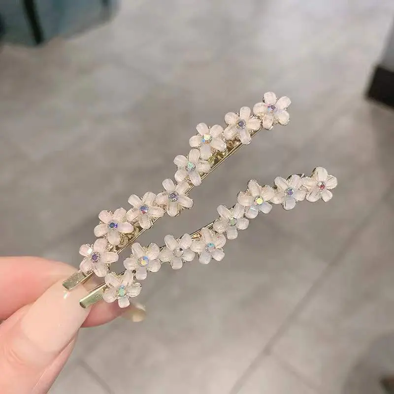2 stuks/set Glazen bloem haarspeldjes met strass steentjes en tekst. Haarclip, haarspeldje, haaraccessoire._voghion.com