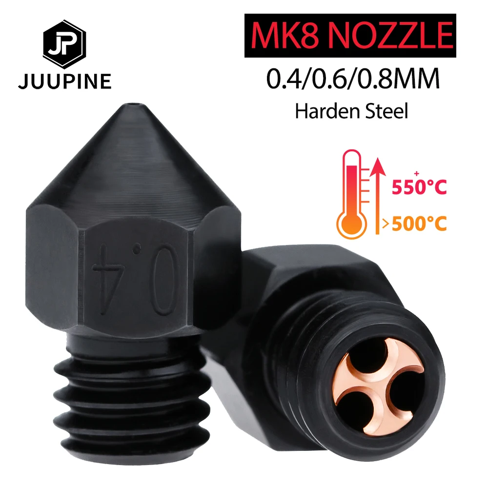 1/2pcs Clone Cht Nozzle MK8 New Hardened Steel Nozzle Mk8 Nozzle Cht 0.4 0.6 0.8 High flow 1.75mm Filament 3D Printer Nozzles