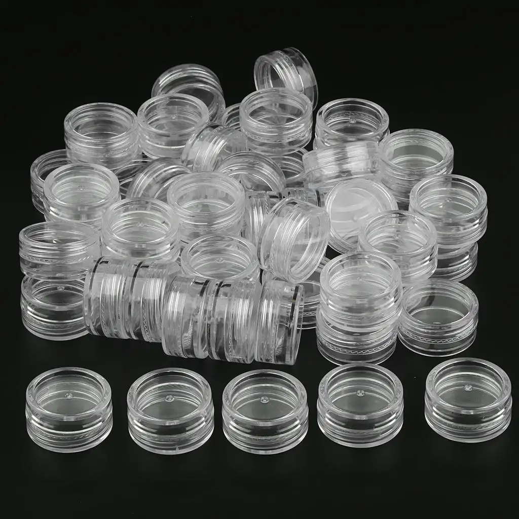 

4X 50 Pieces 3g Pot Jars Lotion Cream Sample Empty Container Clear