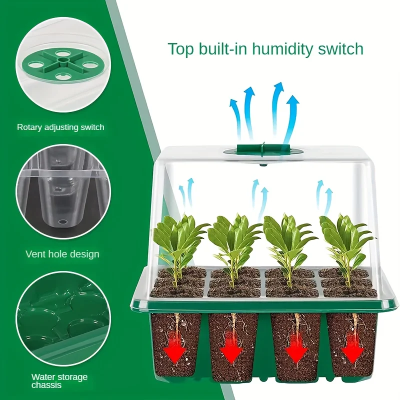 Grids Seed Nursery Pots With Ventilation Hole Seeds Growing Cultivation Planting Box Mini Greenhouse Plant Starter Kit 12pcs