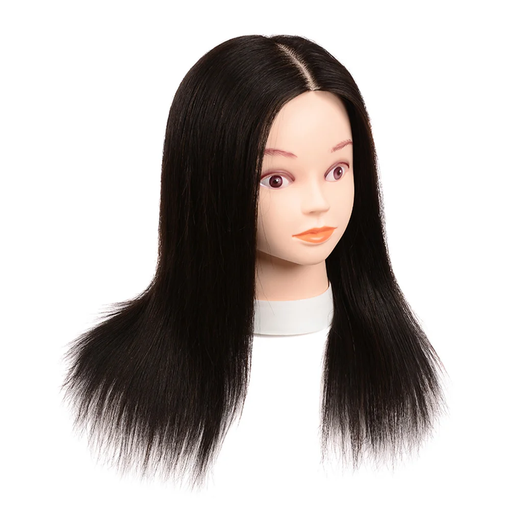 Armmu Mannequin Head with 100% Real Hair, 16 Hairdresser Cosmetology Mannequin Manikin Training Practice Doll Head for Hairstyling and Free Clamp