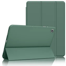 Smart Tri - Fold Shockproof Protective Case - Soft TPU Liquid Silicone PU Cover for Tab A11 Plus 11 2025 (Dark Night Green)