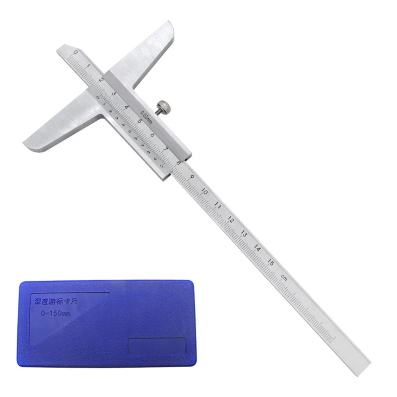 

0-150mm Depth Gauge Locking Screw Vernier Caliper Micrometer Gauge for Measuring Depth Metalworking Woodworking Projects